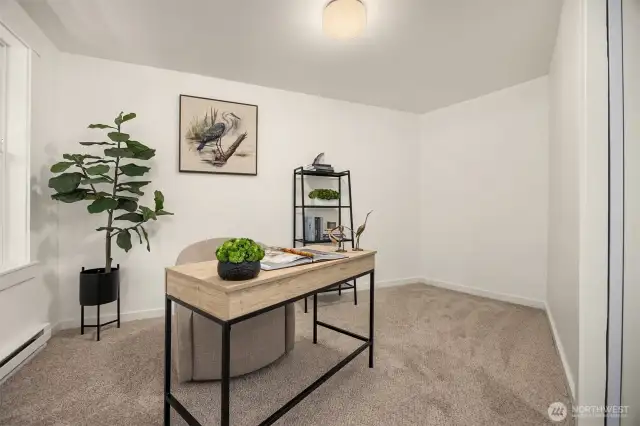 Enough space to make it an office/guest room, a dining room, or add a coat closet in the corner.