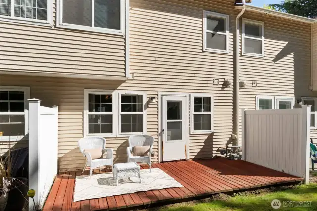 Welcome to your private deck! You can relax with your favorite beverage or BBQ delicious dinners out here.