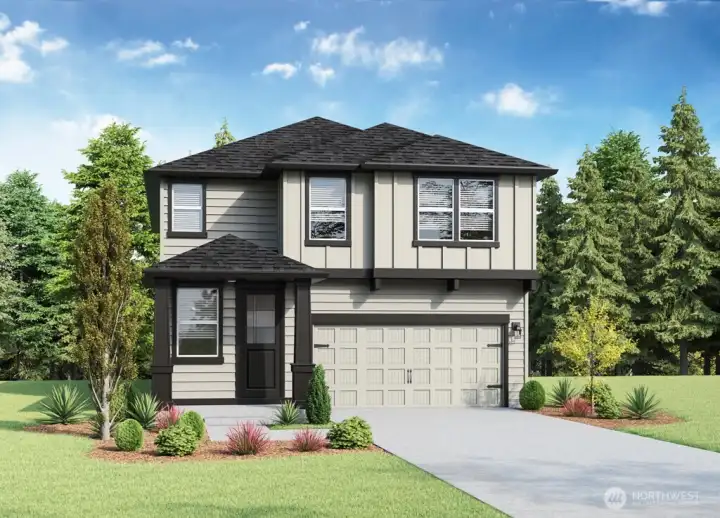 Actual home will have a 2 car garage as shown here.