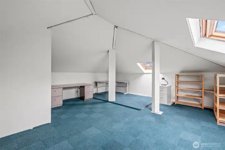 Attic Room with skylights