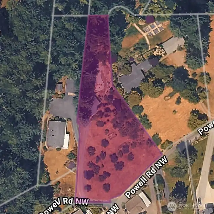 Outline is approximate. Aerial boundary lines illustrate the 0.85 acre lot.