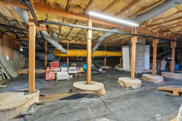 Under the home has a surprising amount of space and storage- Over 6 feet high