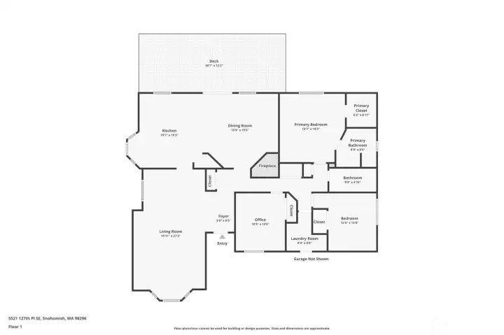 3rd Bedroom is labeled as "Office" but is a bedroom with a closet