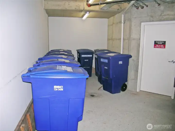 One of several garbage areas