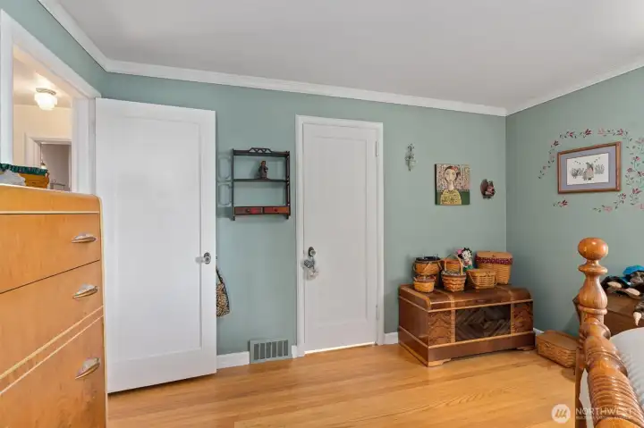 The primary bedroom with a nice walk-in closet.