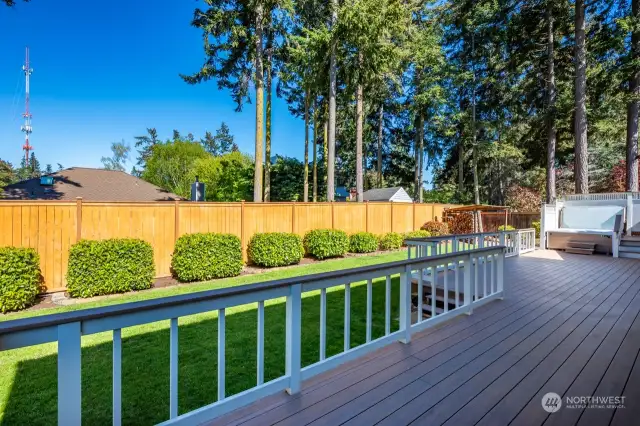 Fabulous entertaining deck, with two separate French doors for easy access.