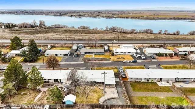 Not far from the lake! The home (bottom center of the photo) is in a quiet neighborhood.