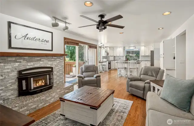 Cozy fireplace in family room
