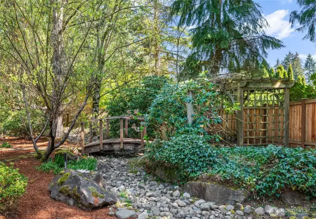 Gazebo and dry creek bed