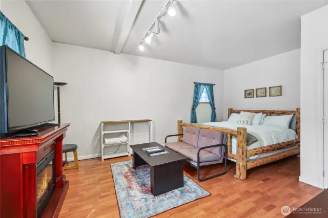 Lower-level studio apartment.