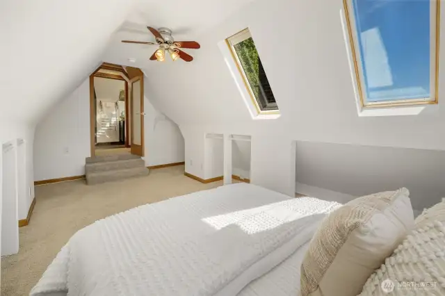 Skylights also have electronic solar shades.
