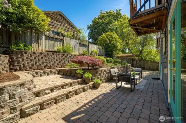 2nd patio area also great for seating and access to the garden beds.