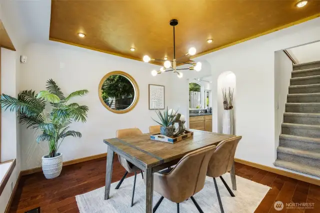 Cool finishes everywhere including circular portal window (one of two in the home) and coved ceilings.