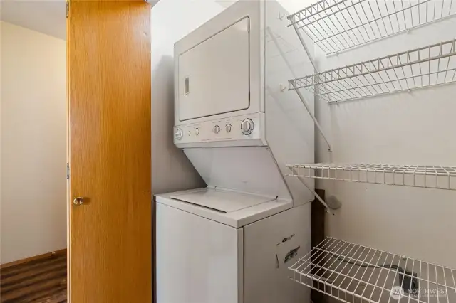 Laundry located in the closet.