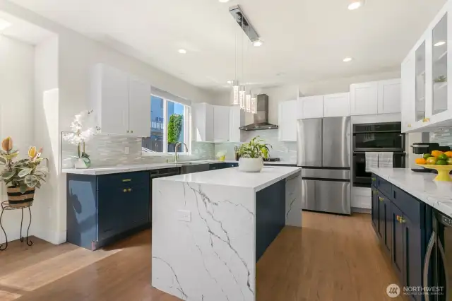 Gorgeous kitchen with modern stainless steel appliances