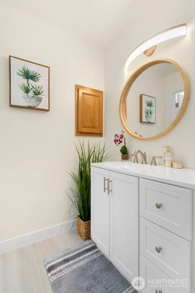 Shared upstairs bathroom vanity