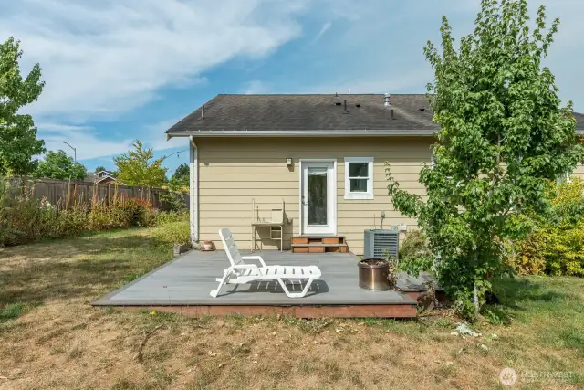 Spacious yard with nice deck, mature landscaping, garden area and greenhouse.
