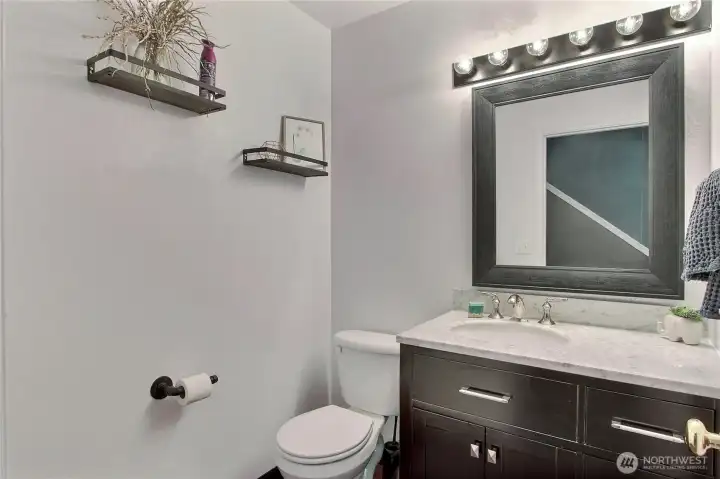Powder room off the primary living space