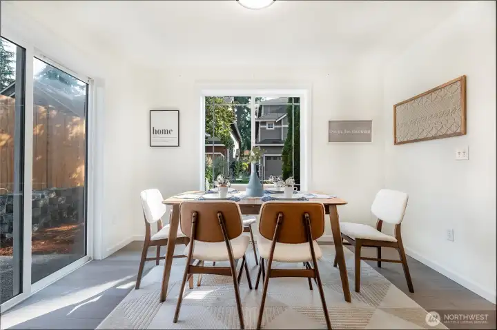 Dining area with access to the private patio