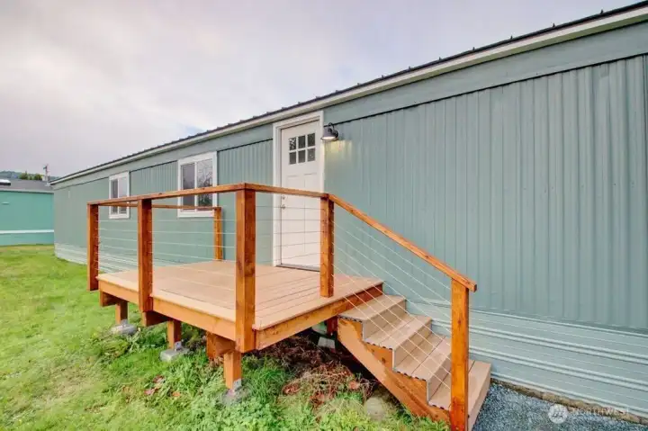 Closer view of the new porch and stairs.