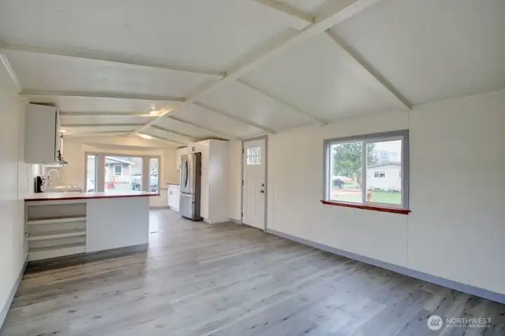 View from living room looking back towards the kitchen and front door.