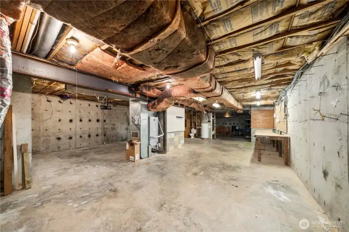 Room for cars, hobbies, hang space, gym... Bring your ideas, this basement spans the entire footprint of the home.