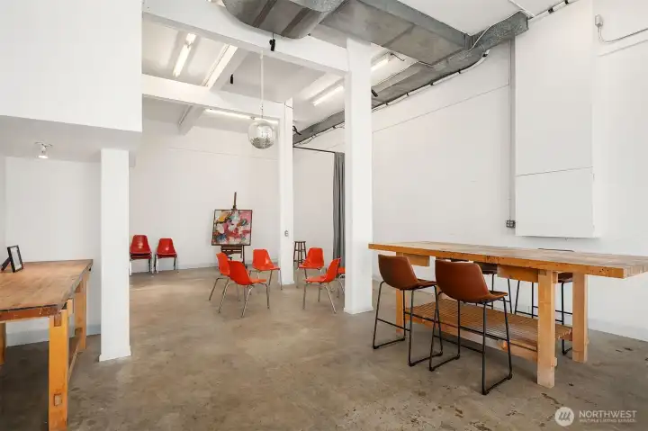 Dramatic 2-car garage or creative studio with soaring ceilings, enabling flexible use