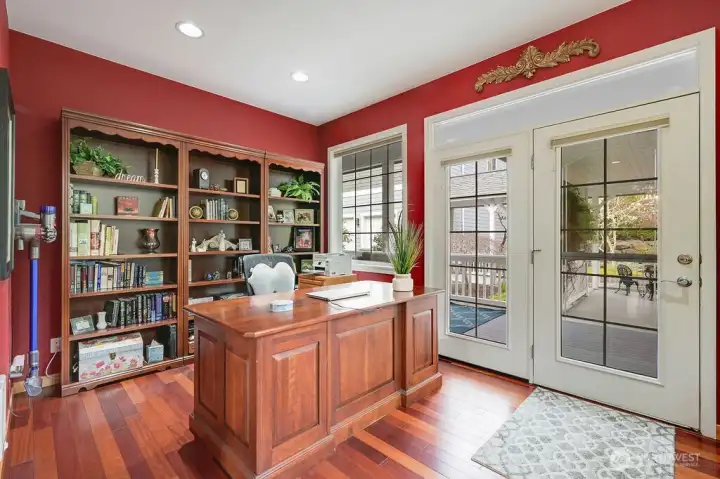 Separate office area, French doors to back deck
