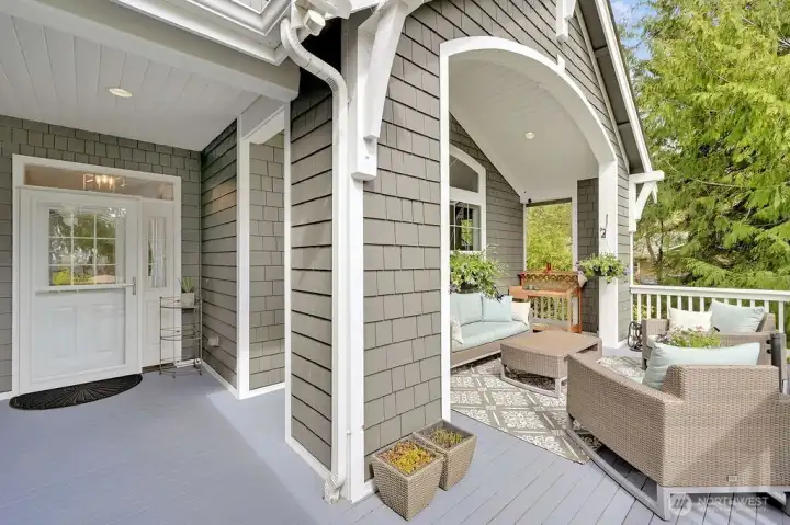 Partially covered front porch