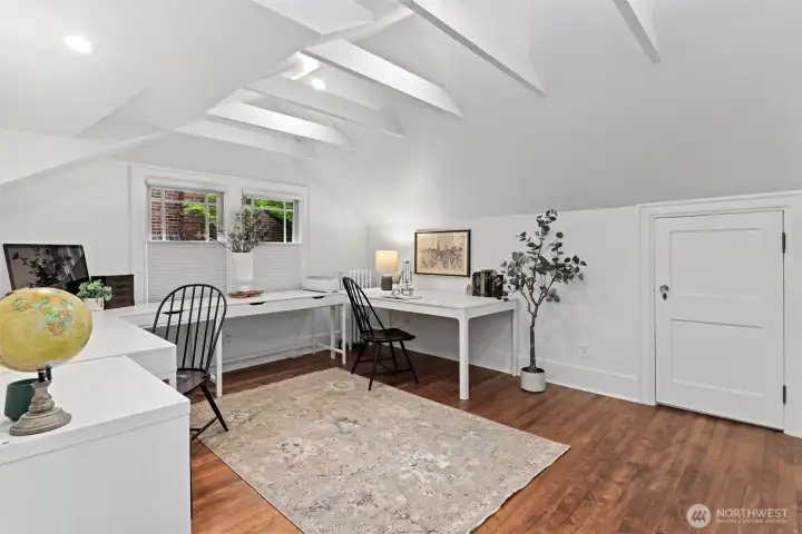 Bedroom #3, currently staged as office