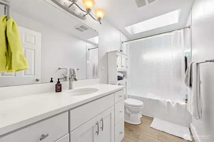 Hall bathroom with skylight