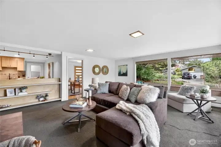 This den is so big you could even fit a baby grand piano in it.