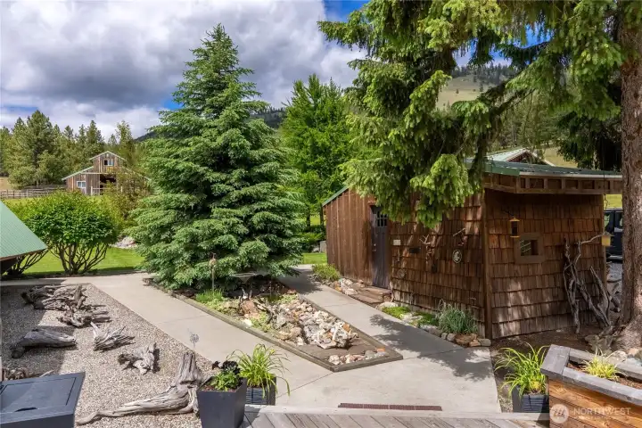 Pumphouse and Landscaping with Creek Pumphouse and Landscaping with Creek