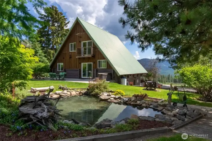 Looking over Decorative Pond to back of Home Looking over Decorative Pond to back of Home