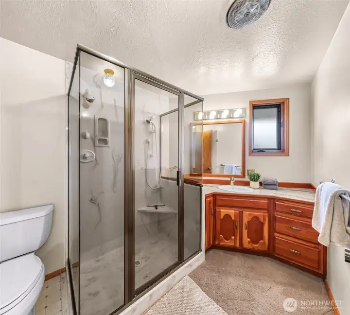 Upstairs 3/4 bathroom.