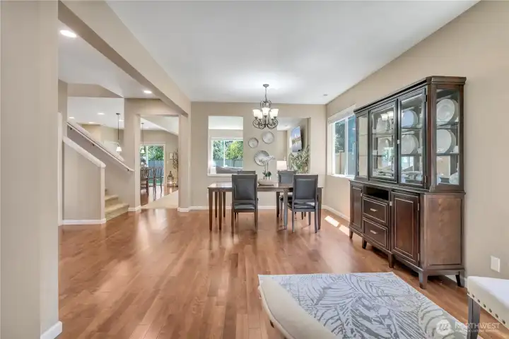 Tall Ceilings and Architectural Details Framing the View into the Living Room.