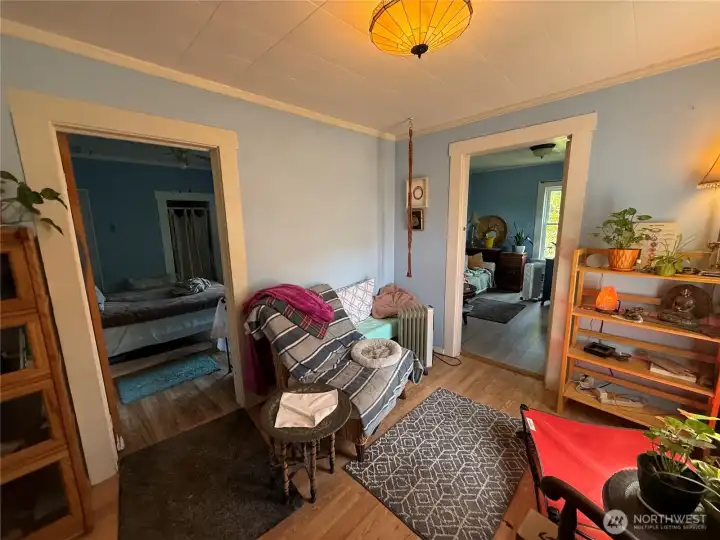 Living room looking in to each bedroom