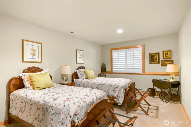 One of the 2 bedrooms downstairs