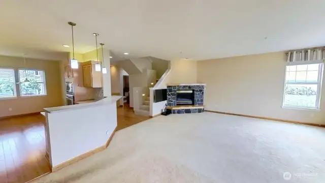 Looking back from DR. Fireplace is built from Local Shine Quarry stone.