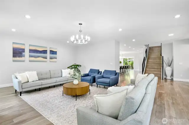This home has engineered hardwood throughout including up the staircase.