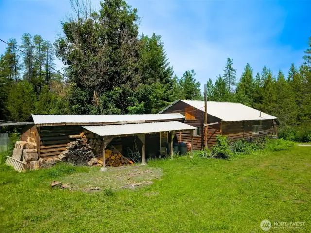 Wood storage conveniently located at reat of home