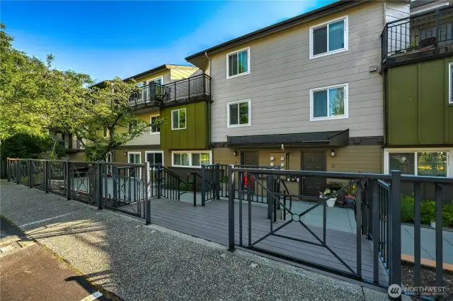 The exterior of this complex was updated around ten years ago. These buildings have a fun, modern appeal.