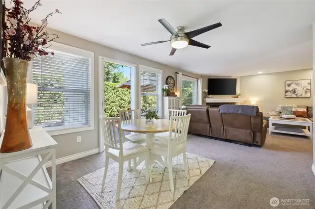 Lots of windows in this South facing flex/living room.