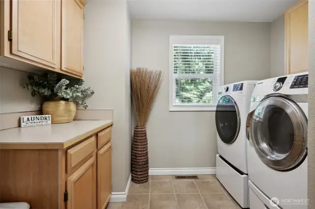 Nicely appointed laundry room with good storage. Washer and dryer don't convey.