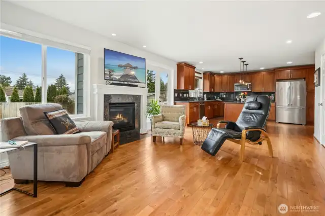 Entertaining made easy with this open kitchen area and french doors to the backyard