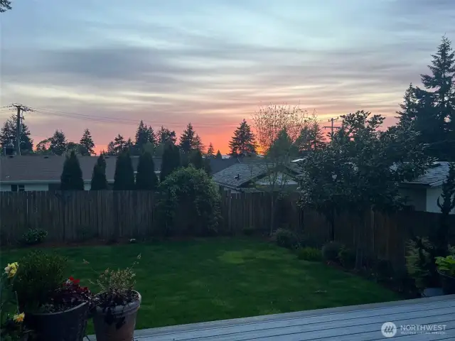 Sunset view from the back deck