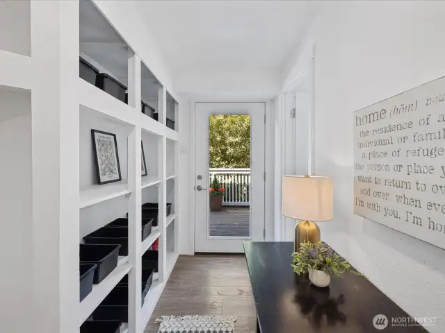 Built in storage area flanks the hallway & ads period charm