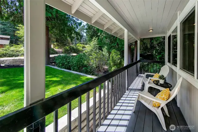 Covered front porch is perfect for enjoying morning coffee