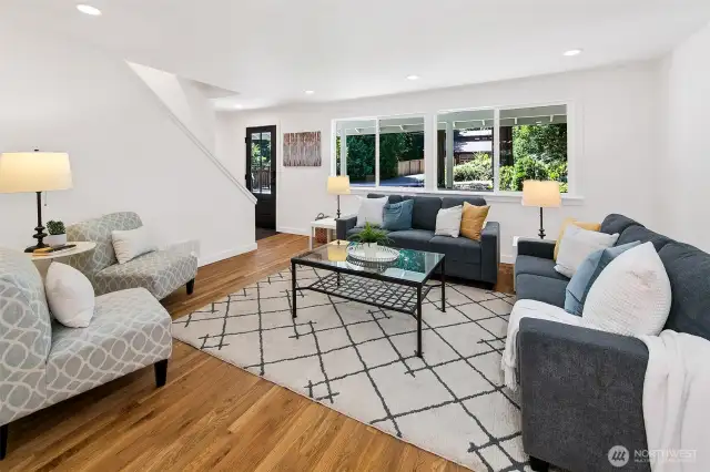 New oak hardwoods in living room