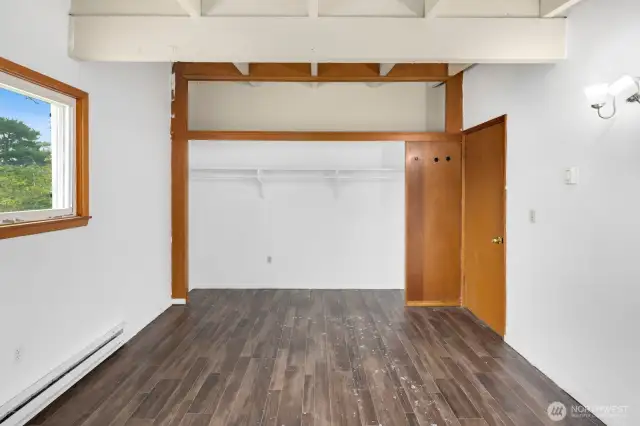 Large closet in the main floor primary bedroom.